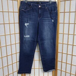 1822 Denim dark blue distressed jeans EUC size 14